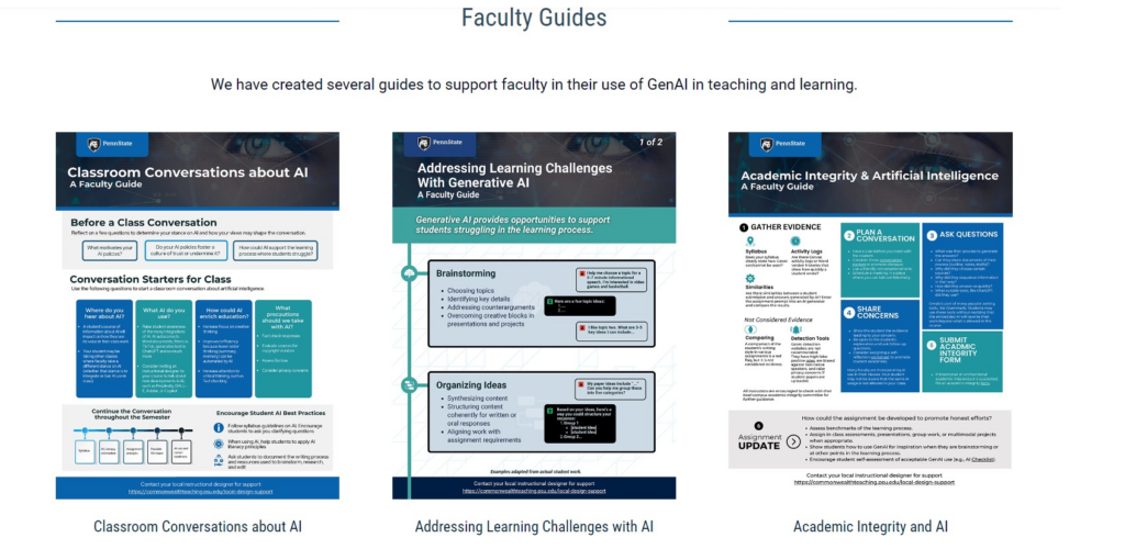 screenshot of faculty guides in AI toolkit
