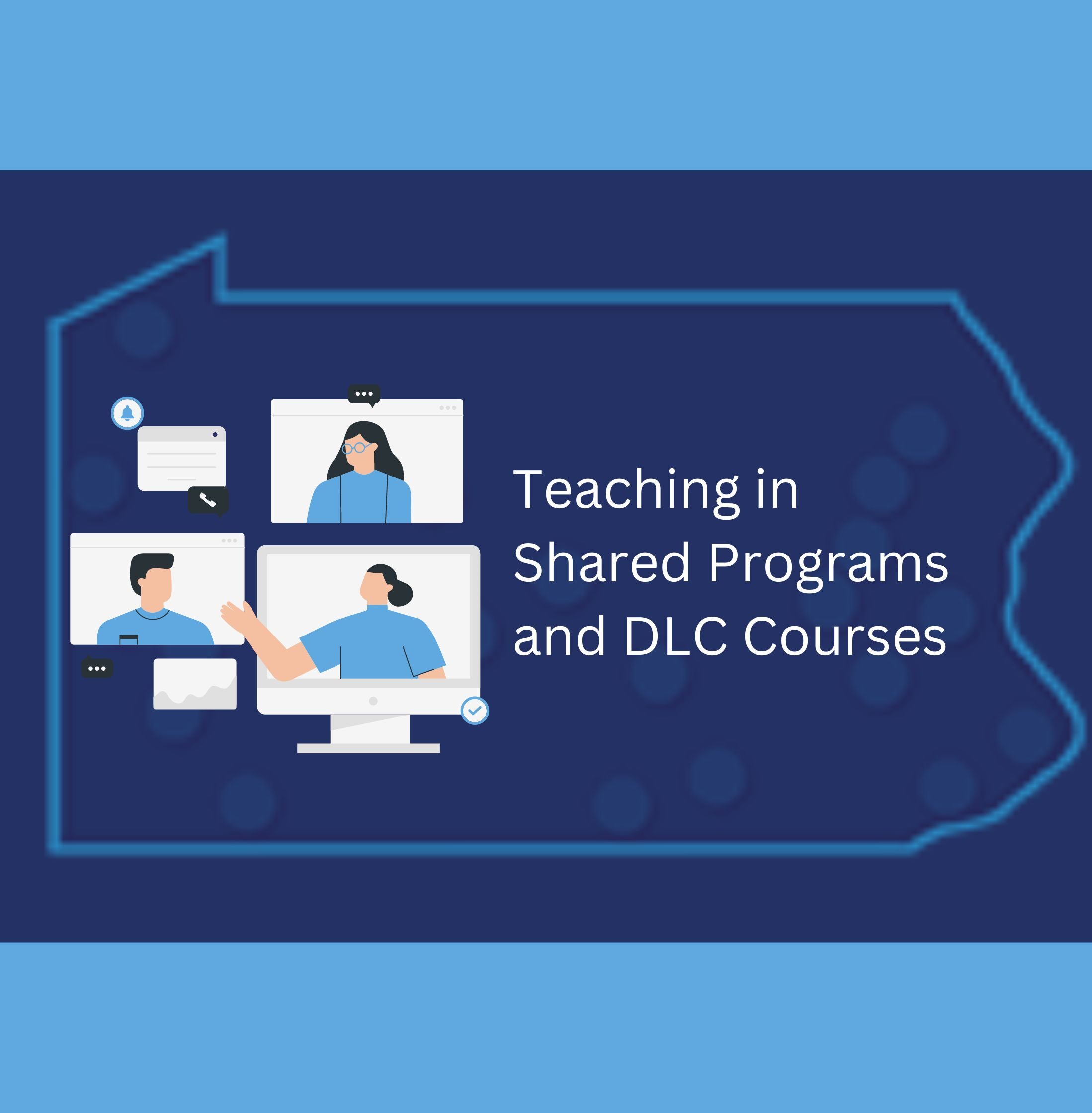 Teaching in Shared Programs and DLC Courses A circular set of arrows with the words Engagement, Representation, and Expression in the arrows. UDL is in the middle of the circle.