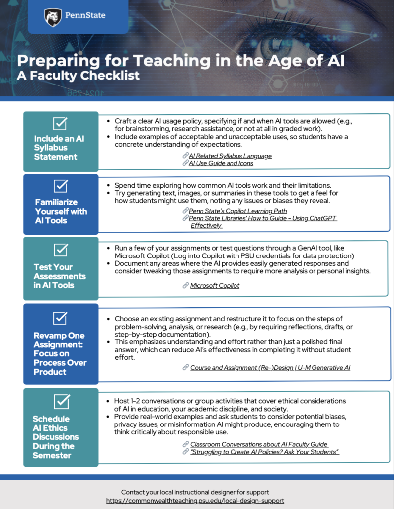 PSU AI Faculty Checklist